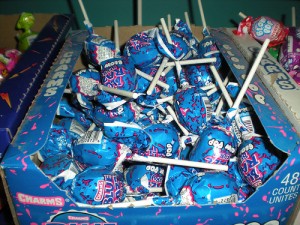 Famed Blue Lollipops, found dusting at a store along the Alaska highway
